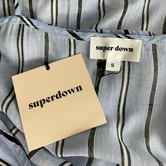 Superdown Kennedy Blue Stripe Surplice Tie Top Size S NWT - Picture 6 of 8